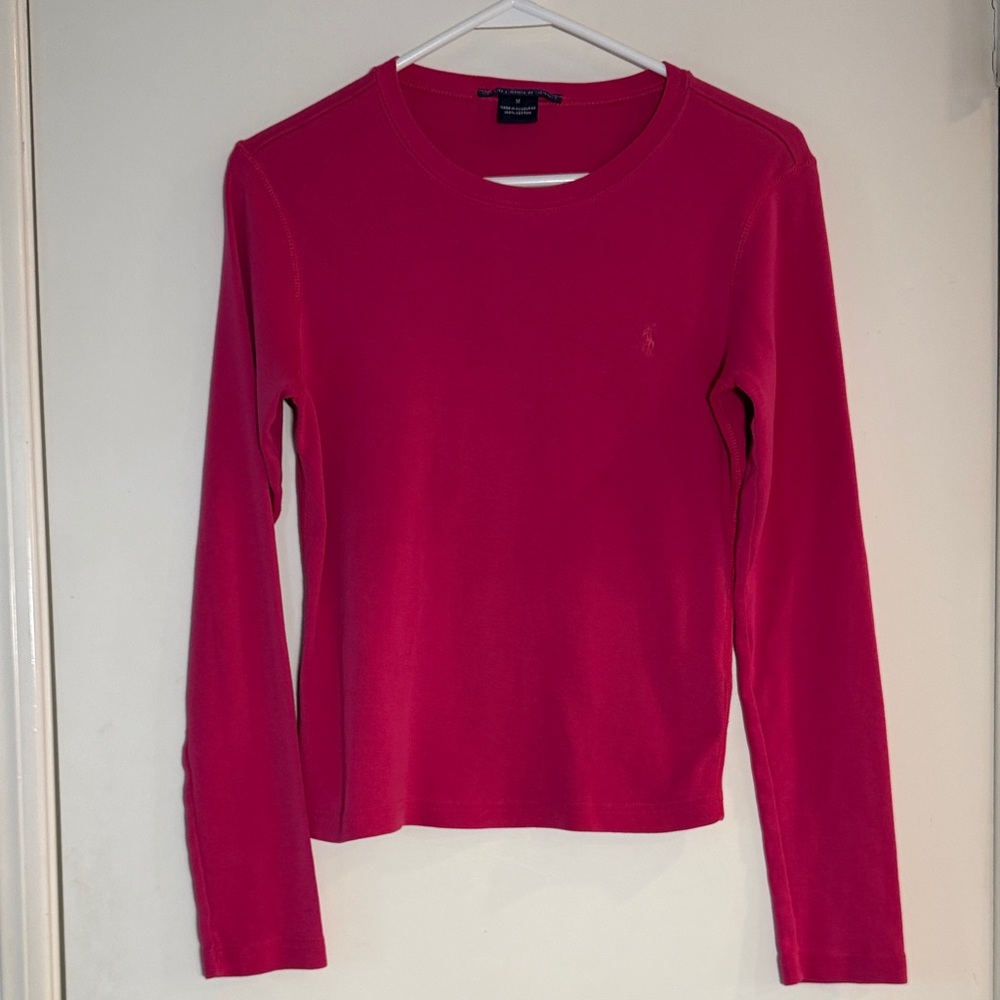 Ralph Lauren Vintage Women’s Long Sleeved Hot Pint T-Shirt 100% Cotton